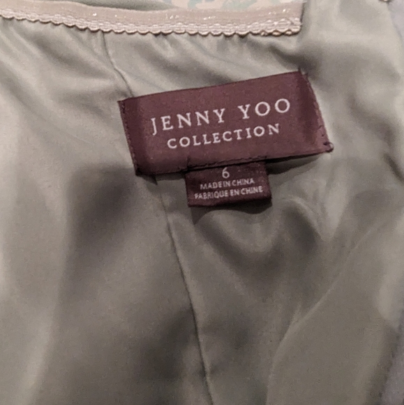 Jenny Yoo Mira Style Adjustable Chiffon Bridesmaid Dress Morning Mist Size 6 - Picture 5 of 8